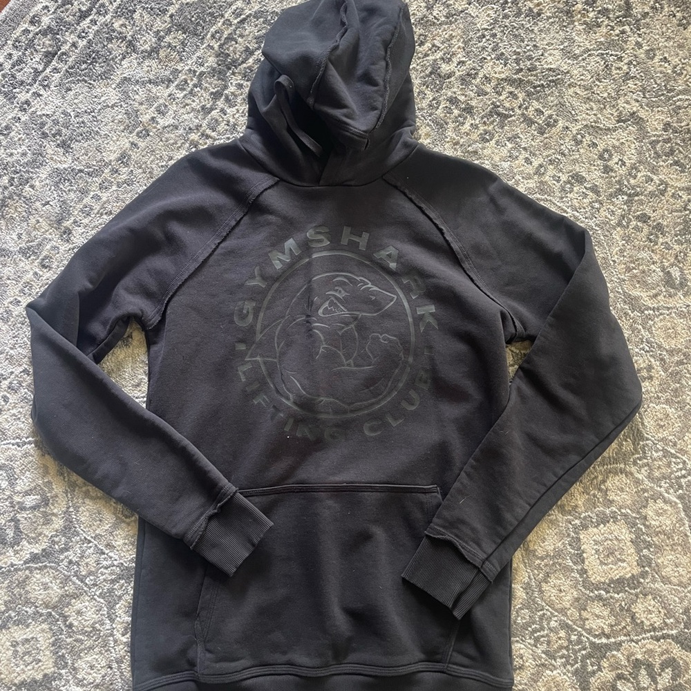 Gymshark Black Sweatshirt with Hood and Ribbed Cuffs